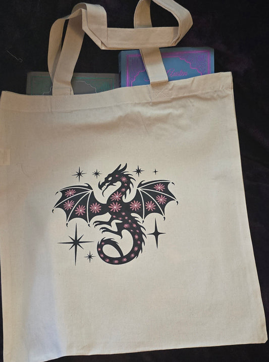 Dragon and Stars Canvas Tote Bag