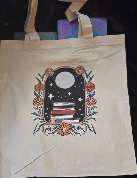 Moon and Stars Canvas Tote Bag