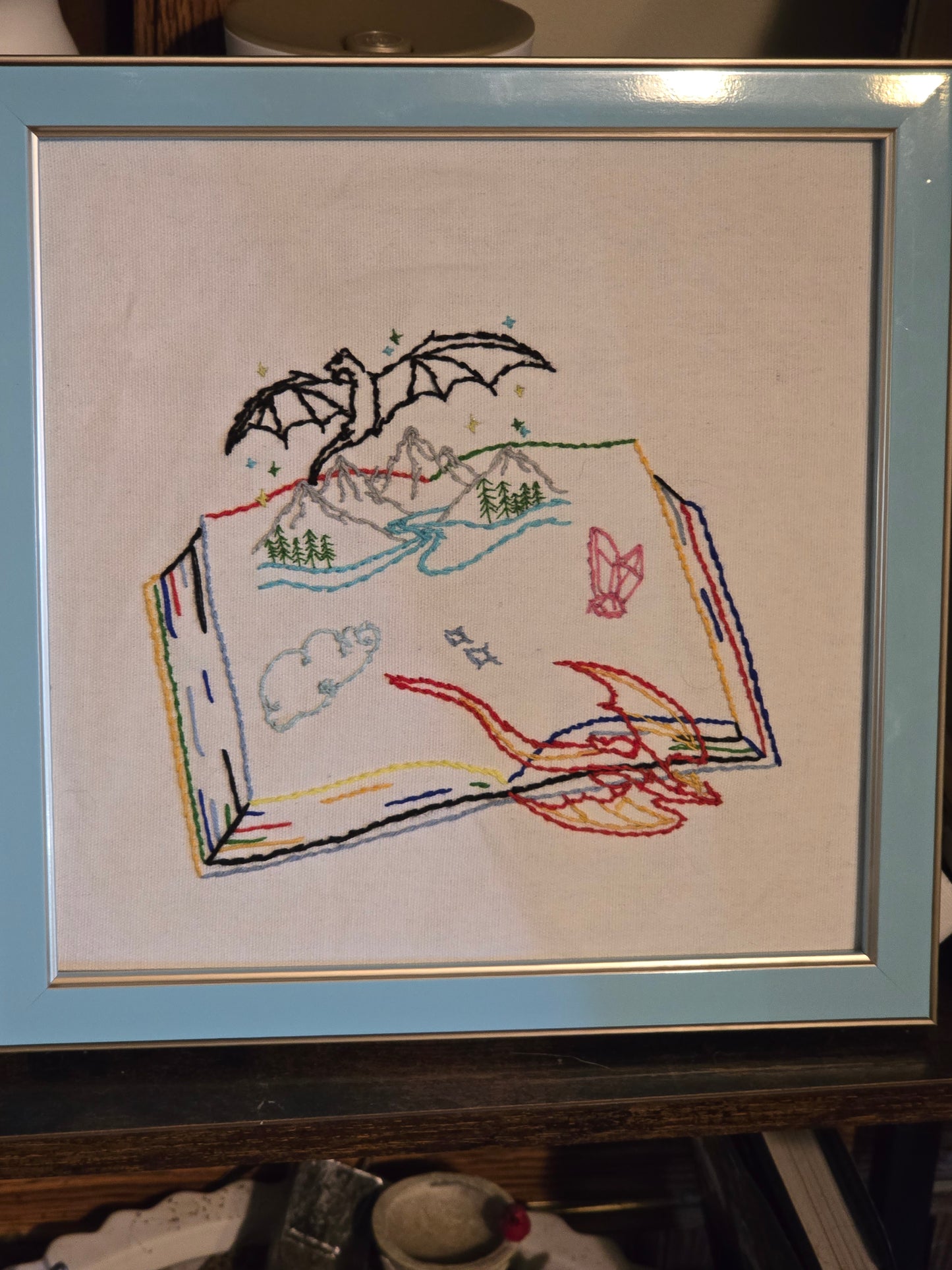 Flat Story Book Embroidery with Dragons