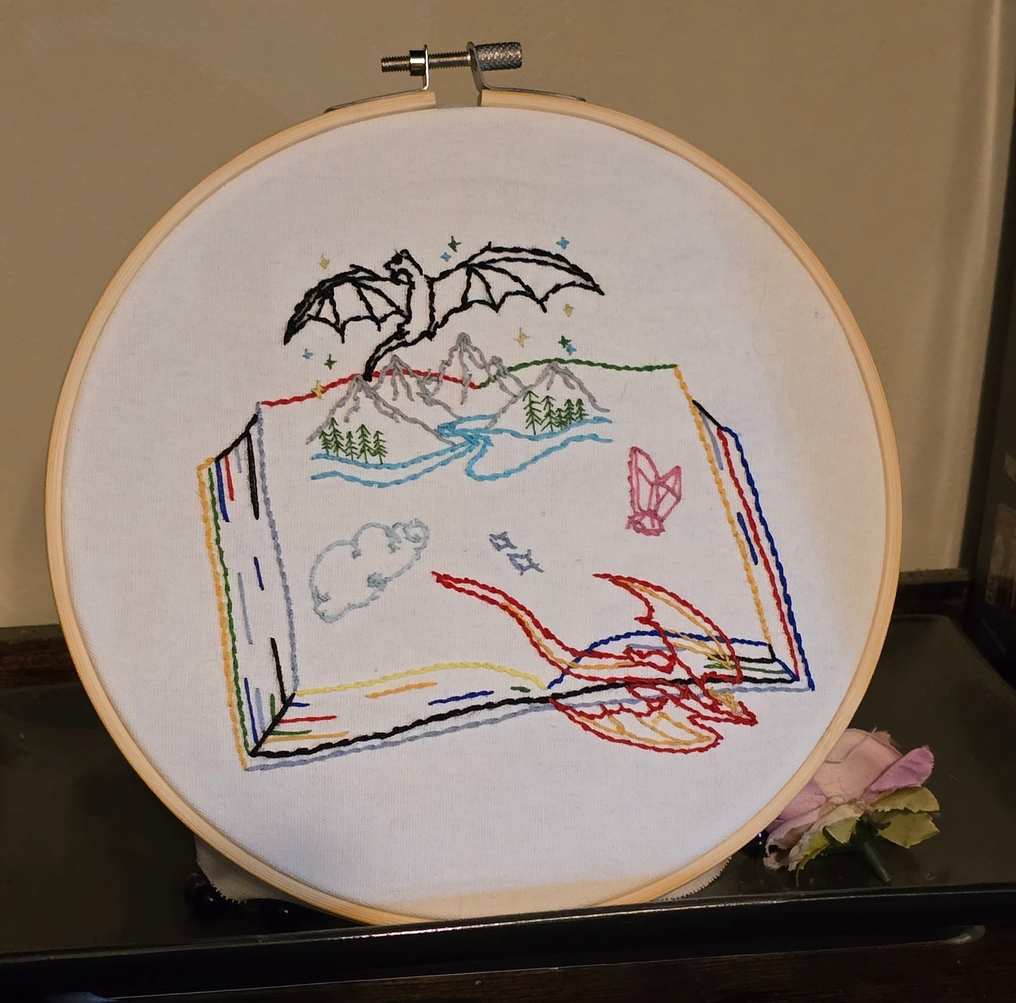 Flat Story Book Embroidery with Dragons